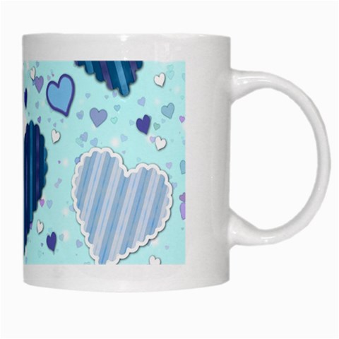 Light and Dark Blue Hearts White Mugs from ArtsNow.com Right