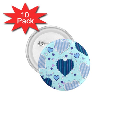 Light and Dark Blue Hearts 1.75  Buttons (10 pack) from ArtsNow.com Front