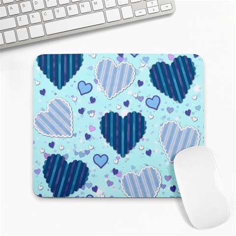 Light and Dark Blue Hearts Large Mousepads from ArtsNow.com Front