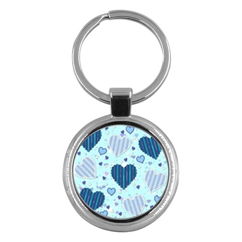 Light and Dark Blue Hearts Key Chains (Round)  from ArtsNow.com Front