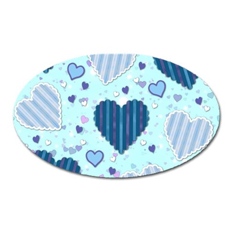 Light and Dark Blue Hearts Oval Magnet from ArtsNow.com Front