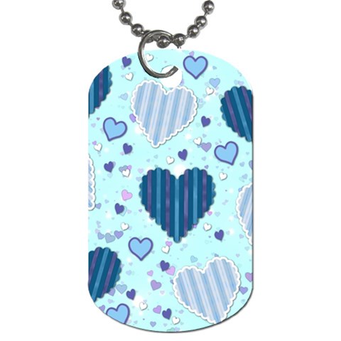 Light and Dark Blue Hearts Dog Tag (One Side) from ArtsNow.com Front