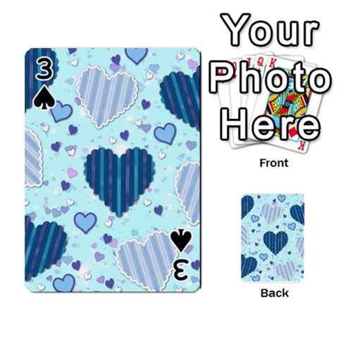 Light and Dark Blue Hearts Playing Cards 54 Designs  from ArtsNow.com Front - Spade3