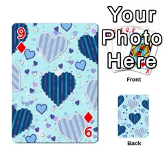 Light and Dark Blue Hearts Playing Cards 54 Designs  from ArtsNow.com Front - Diamond9