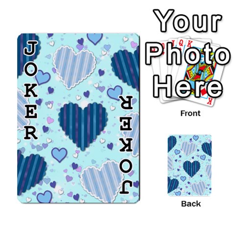 Light and Dark Blue Hearts Playing Cards 54 Designs  from ArtsNow.com Front - Joker1