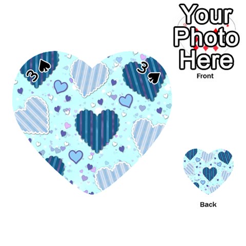 Light and Dark Blue Hearts Playing Cards 54 (Heart)  from ArtsNow.com Front - Spade3