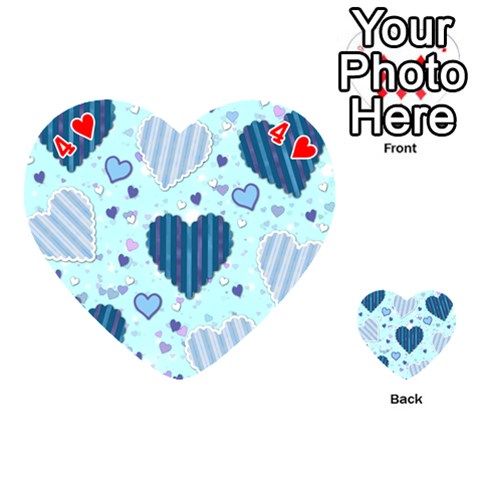 Light and Dark Blue Hearts Playing Cards 54 (Heart)  from ArtsNow.com Front - Heart4