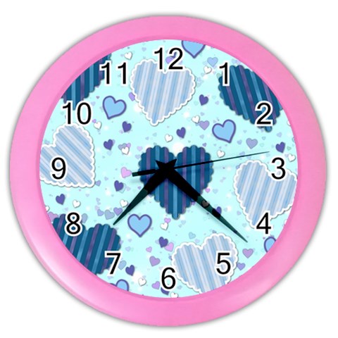 Light and Dark Blue Hearts Color Wall Clocks from ArtsNow.com Front