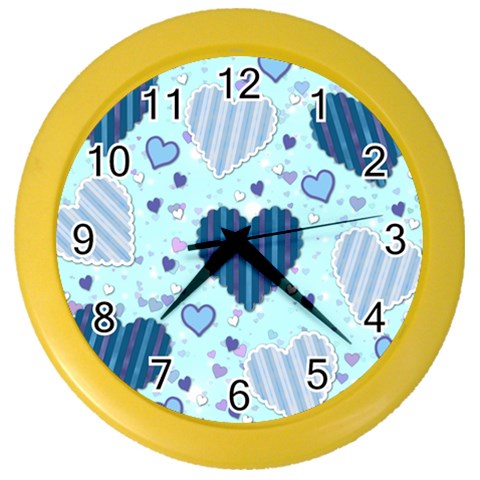 Light and Dark Blue Hearts Color Wall Clocks from ArtsNow.com Front