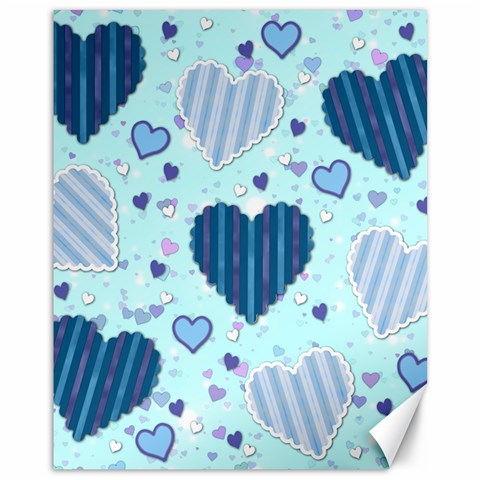 Light and Dark Blue Hearts Canvas 11  x 14   from ArtsNow.com 10.95 x13.48  Canvas - 1