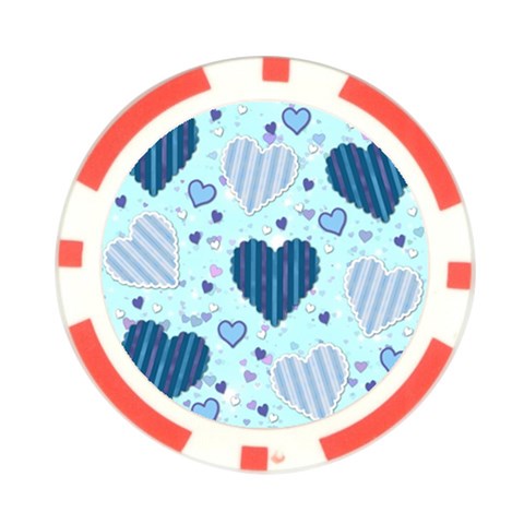 Light and Dark Blue Hearts Poker Chip Card Guards (10 pack)  from ArtsNow.com Front