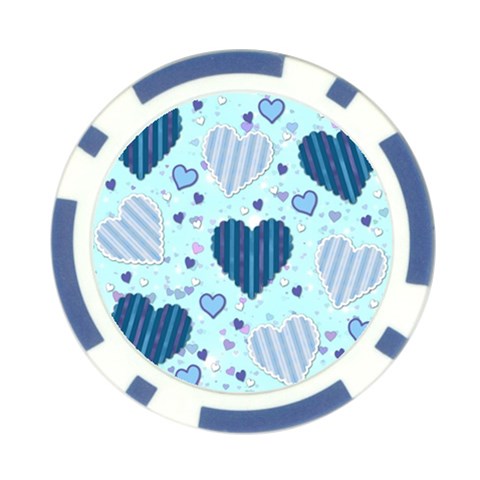 Light and Dark Blue Hearts Poker Chip Card Guards (10 pack)  from ArtsNow.com Front