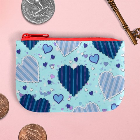 Light and Dark Blue Hearts Mini Coin Purses from ArtsNow.com Front