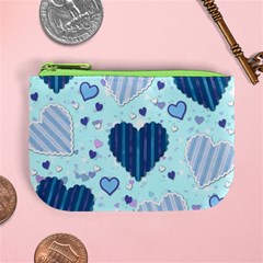 Light and Dark Blue Hearts Mini Coin Purses from ArtsNow.com Front