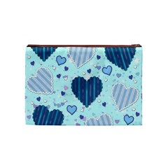 Light and Dark Blue Hearts Cosmetic Bag (Medium)  from ArtsNow.com Back