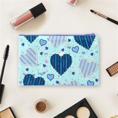 Light and Dark Blue Hearts Cosmetic Bag (Medium)  from ArtsNow.com Back