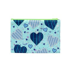 Light and Dark Blue Hearts Cosmetic Bag (Medium)  from ArtsNow.com Back