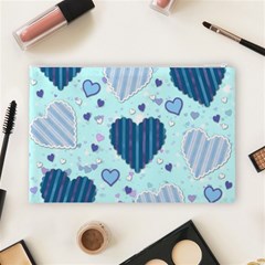 Light and Dark Blue Hearts Cosmetic Bag (Large)  from ArtsNow.com Back