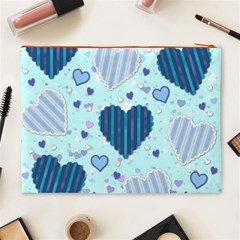 Light and Dark Blue Hearts Cosmetic Bag (XL) from ArtsNow.com Back