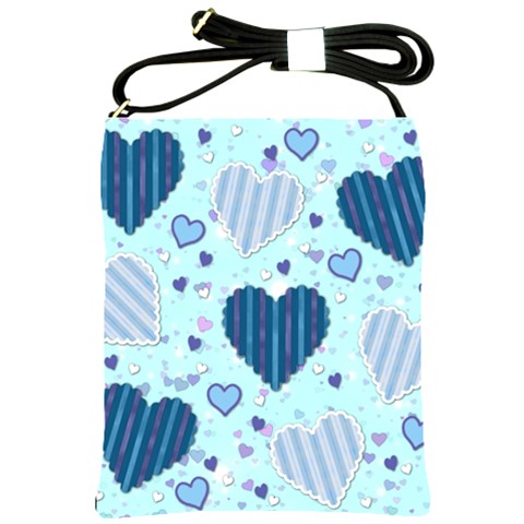 Light and Dark Blue Hearts Shoulder Sling Bags from ArtsNow.com Front