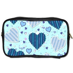 Light and Dark Blue Hearts Toiletries Bags 2 Front