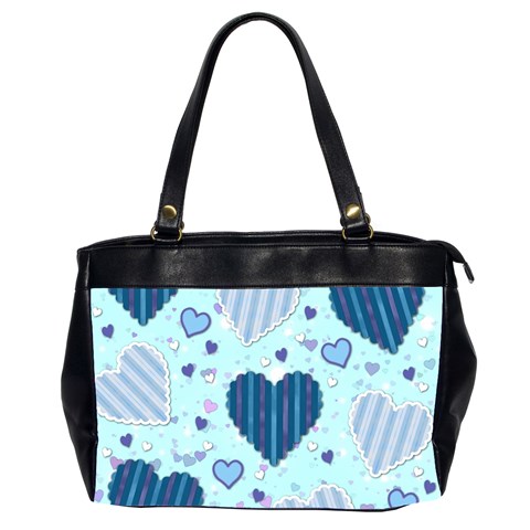 Light and Dark Blue Hearts Office Handbags (2 Sides)  from ArtsNow.com Front