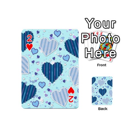 Light and Dark Blue Hearts Playing Cards 54 (Mini)  from ArtsNow.com Front - Heart2