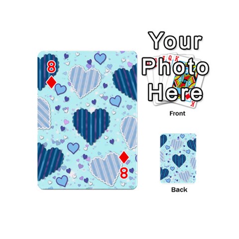 Light and Dark Blue Hearts Playing Cards 54 (Mini)  from ArtsNow.com Front - Diamond8