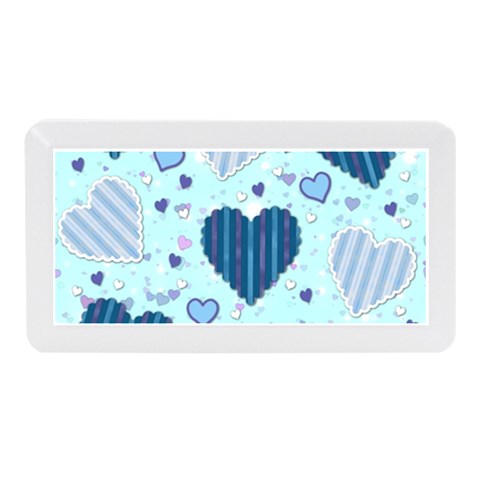 Light and Dark Blue Hearts Memory Card Reader (Mini) from ArtsNow.com Front