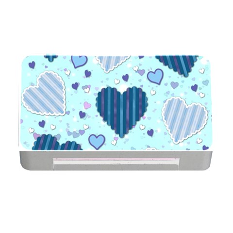 Light and Dark Blue Hearts Memory Card Reader with CF from ArtsNow.com Front