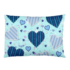 Light and Dark Blue Hearts Pillow Case (Two Sides) from ArtsNow.com Front