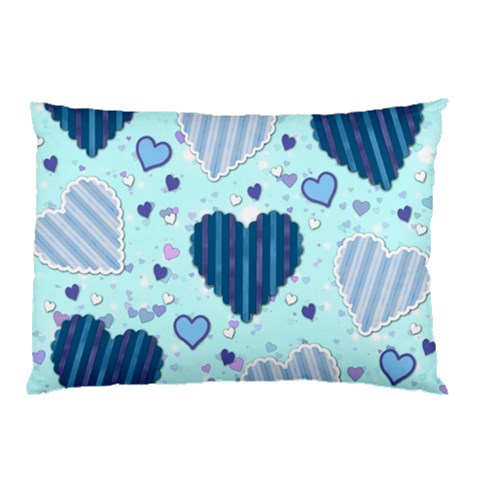 Light and Dark Blue Hearts Pillow Case (Two Sides) from ArtsNow.com Back