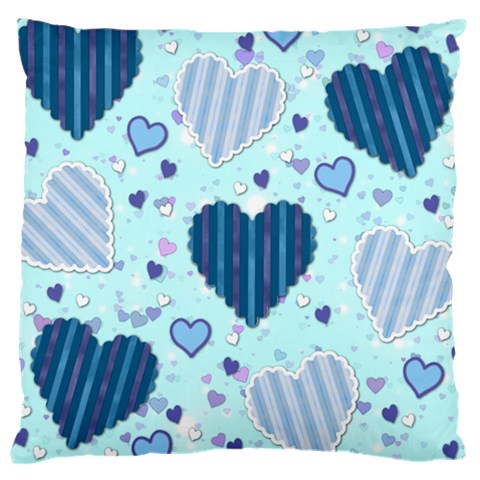 Light and Dark Blue Hearts Large Cushion Case (Two Sides) from ArtsNow.com Back