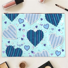 Light and Dark Blue Hearts Cosmetic Bag (XXL)  from ArtsNow.com Front