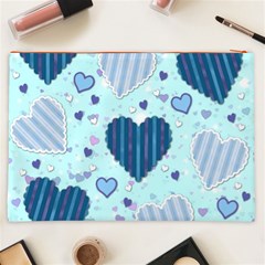 Light and Dark Blue Hearts Cosmetic Bag (XXL)  from ArtsNow.com Back