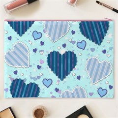 Light and Dark Blue Hearts Cosmetic Bag (XXXL)  from ArtsNow.com Back