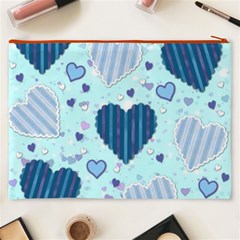 Light and Dark Blue Hearts Cosmetic Bag (XXXL)  from ArtsNow.com Back