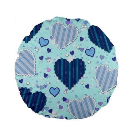 Light and Dark Blue Hearts Standard 15  Premium Round Cushions from ArtsNow.com Back