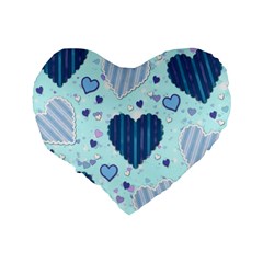 Light and Dark Blue Hearts Standard 16  Premium Heart Shape Cushions from ArtsNow.com Back