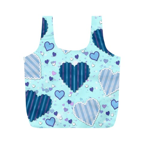 Light and Dark Blue Hearts Full Print Recycle Bags (M)  from ArtsNow.com Back