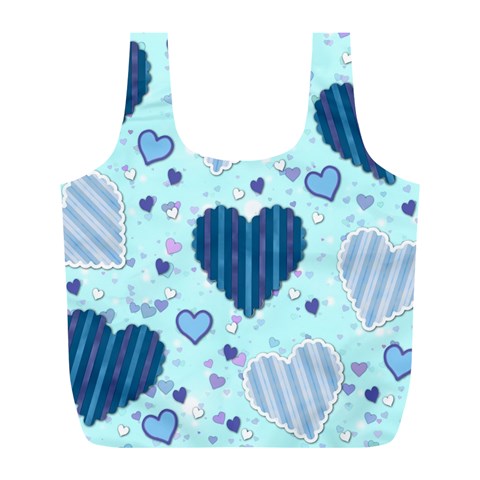 Light and Dark Blue Hearts Full Print Recycle Bags (L)  from ArtsNow.com Back