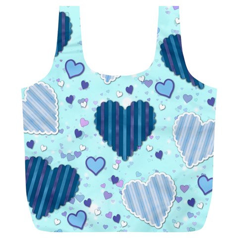 Light and Dark Blue Hearts Full Print Recycle Bags (L)  from ArtsNow.com Back