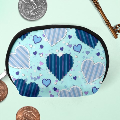 Light and Dark Blue Hearts Accessory Pouches (Medium)  from ArtsNow.com Back