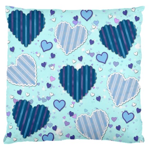 Light and Dark Blue Hearts Large Flano Cushion Case (Two Sides) from ArtsNow.com Front