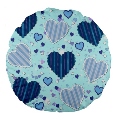 Light and Dark Blue Hearts Large 18  Premium Flano Round Cushions from ArtsNow.com Back