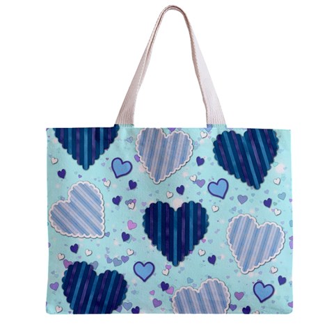 Light and Dark Blue Hearts Zipper Mini Tote Bag from ArtsNow.com Back