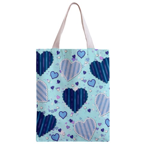 Light and Dark Blue Hearts Zipper Classic Tote Bag from ArtsNow.com Back