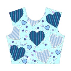 Light and Dark Blue Hearts Cotton Crop Top from ArtsNow.com Front