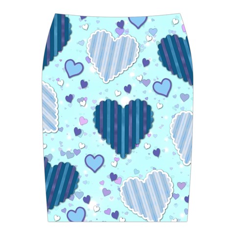 Light and Dark Blue Hearts Midi Wrap Pencil Skirt from ArtsNow.com Back