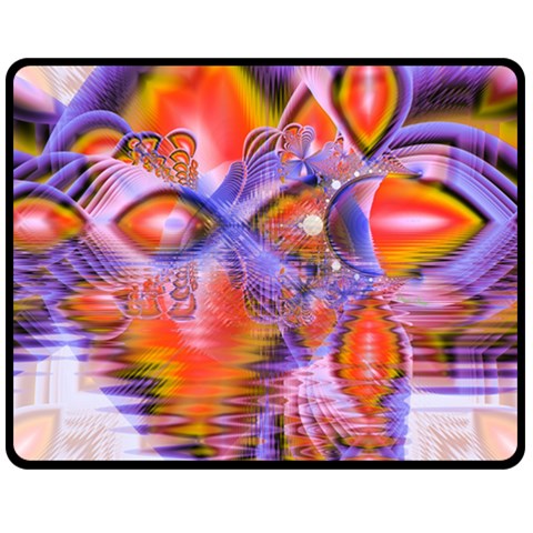 Crystal Star Dance, Abstract Purple Orange Double Sided Fleece Blanket (Medium)  from ArtsNow.com 58.8 x47.4  Blanket Back